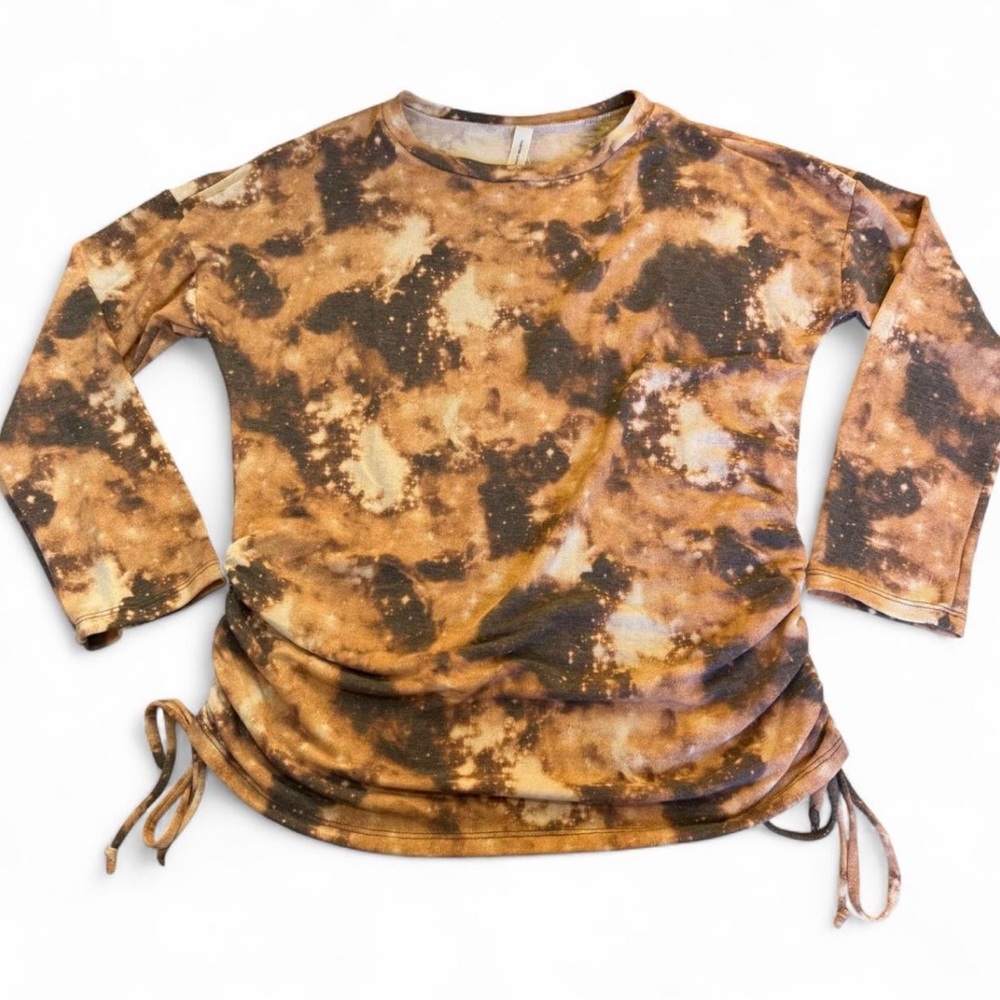 Together Clothing Cinch Side Celestial Long Sleeve Blouse Top Womens Medium Boho